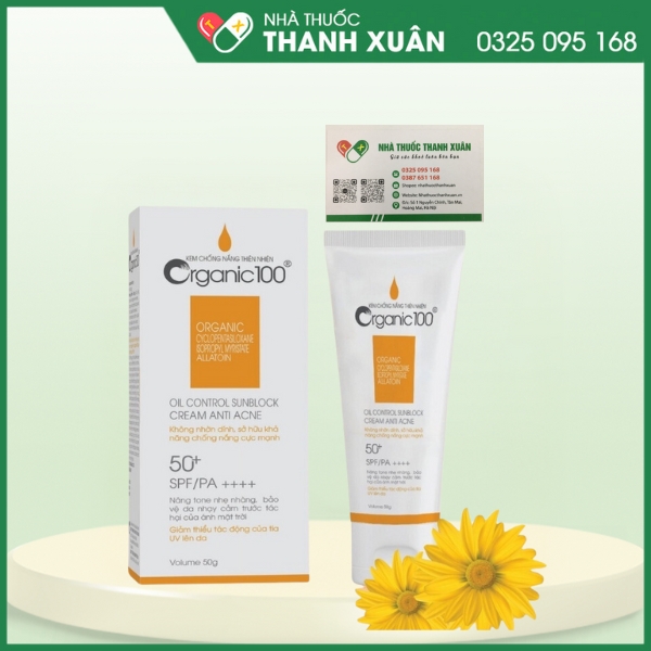 Kem chống nắng thiên nhiên ORGANIC 100 bảo vệ da nhạy cảm trước tác hại của ánh mặt trời